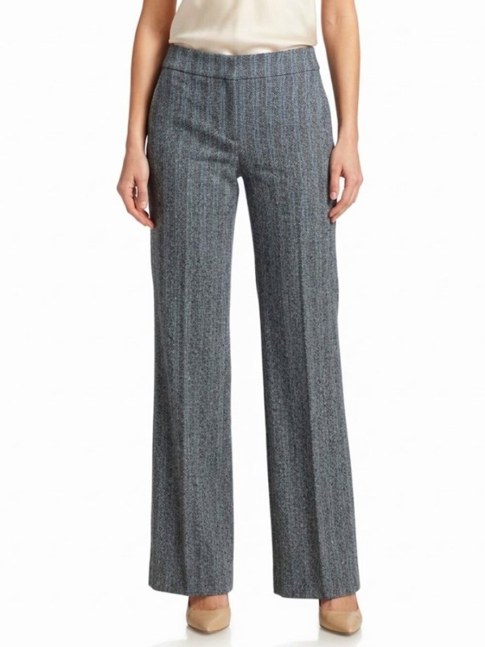Suzy Shier Low Rise Wool Blend Tweed Wide Flare Leg Trouser- Sz. 1/2